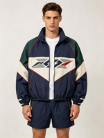 Ensemble de vêtements de sport légers personnalisés avec logo pour hommes, veste coupe-vent, sweat à capuche en nylon et ensemble de shorts, survêtement coupe-vent