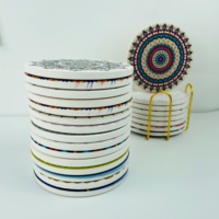 Sous-plat en céramique OEM mat de 8 pouces avec base en liège, impression UV, résistant à la chaleur, écologique, pour cuisine, personnalisable