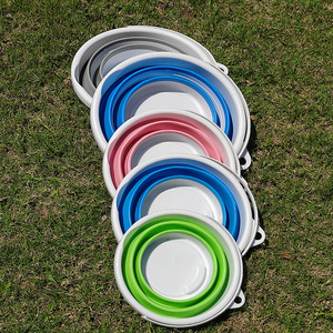 <b>Folding</b> <b>Bucket</b> 10L One-Ring Foldable Portable Outdoor Fishing Multi-Purpose Use Plastic Gray Blue Green Pink - Product Image 3
