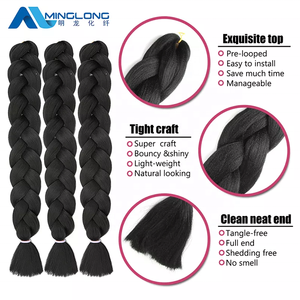Vente en gros 41 pouces bas prix Yaki cheveux synthétiques extensions en vrac pour femme noire synthétique 165g Jumbo tresse cheveux - Product Image 3