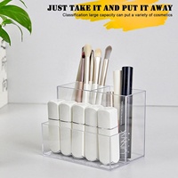Acrylique clair 3 fentes maquillage brosse organisateur multi-usages cosmétique stockage crayon porte-stylo bureau vanité présentoir accessoire