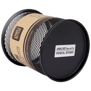 Deli Pencil Stand 9172 Metal Mesh Round Black 91x98mm Office Stationery - Product Image 2