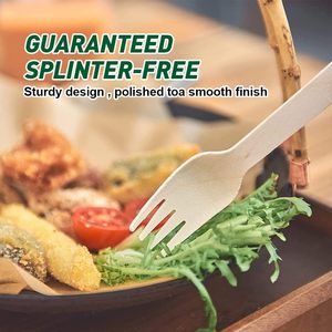 Ensemble de couverts en bois de qualité supérieure, fourchette, cuillère, couteau, serviette en bois - Product Image 6