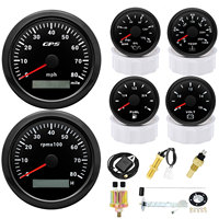 Juego de 6 Indicadores de Velocidad GPS de 85 mm, 0-80 MPH, 8000 RPM, para Automóvil, Barco, Camión, Impermeable, con Sensores