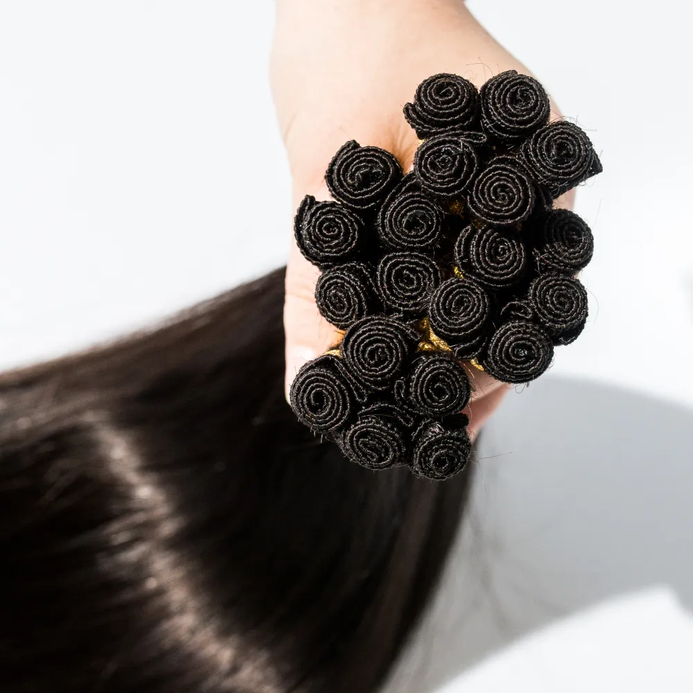 Populair 100% Remy Hair Maagd Europese Dubbel Getrokken Hand Gebonden Inslag Human Hair Extensions