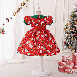 Nouvelle <span class=keywords><strong>robe</strong></span> de Noël fille père noël <span class=keywords><strong>robe</strong></span> imprimée enfants fête scène Performance - Product Image 4