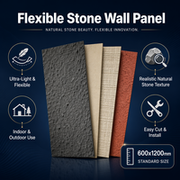 Panneau de pierre flexible MCM personnalisé, placage de pierre souple pliable pour mur intérieur