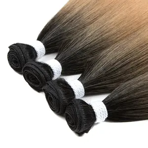 Faisceaux de cheveux synthétiques résistants à la chaleur faisceaux de cheveux en fibre synthétique Ombre Weave faisceaux de cheveux synthétiques droits pour tresses de boîte