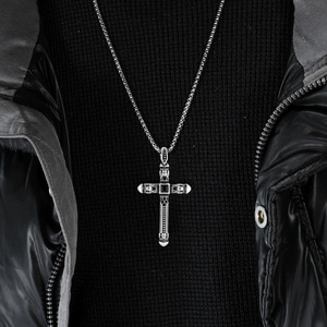 Instagram-worthy yunnique street style cross necklace for men, niche design, punk trend, <b>titanium</b> steel jewelry, Do - Product Image 3