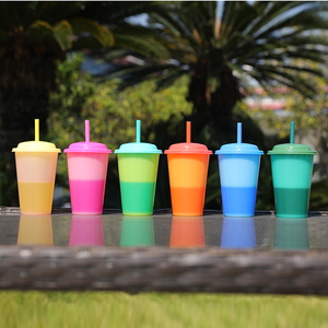 Vaso de Plástico que Cambia de Color, <span class=keywords><strong>Taza</strong></span> Mágica, Vaso de Plástico de 12 oz con Tapa, Cambia de Color con el Frío - Product Image 4