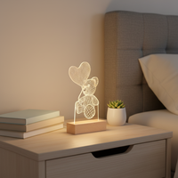 Base de lampe LED en bois rectangulaire à LED, base en bois, lampe de nuit à interrupteur USB lumineux solide, vente chaude