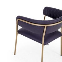 Chaise de restaurant rembourrée noire moderne avec cadre doré pour café et salon de luxe
