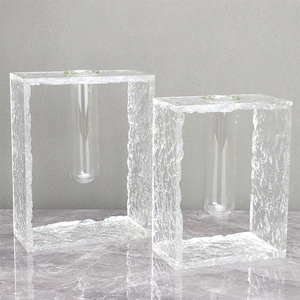 Vas Bunga Hidroponik Bingkai Akrilik Tabung Kaca Terarium Pot Tanaman - Product Image 2