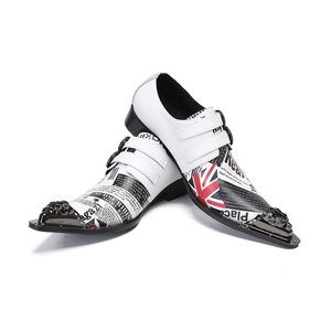 NA485 Tendencia de la moda Cabeza de hierro Primavera y otoño Moda Zapatos de hombre Peluquería Club nocturno británico Show Color blanco Tamaño grande - Product Image 3