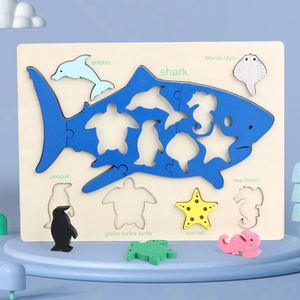Juego de Rompecabezas de Madera con Forma de Animales, Dinosaurios y Peces, Divertido y Educativo para Niños, Novedad - Product Image 5