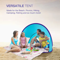 Familien-Strandzelt für 2 Personen, Tragbarer Sonnenschutz mit Robustem Polyestergewebe für Outdoor-Camping & Sommergebrauch