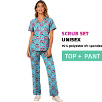 Ensembles de blouses de travail unisexes à motifs de dessins animés, hauts, casquettes, pantalons, uniformes de pharmacie, de dentiste, de clinique, ensembles chirurgicaux pour infirmières d'hôpital, vente en gros
