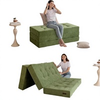 MAXYOYO Matelas de canapé-lit pliable en trois parties de 6 pouces |   Matelas d'appoint portable en chenille tuftée, mousse haute densité, taille double, pour le camping