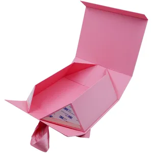 매니큐어 얼굴 혈청을 위해 포장하는 자석 상자 마분지 메이크업 핫 세일 보석 활 아름다움을 가진 접히는 분홍색 선물 가발 상자