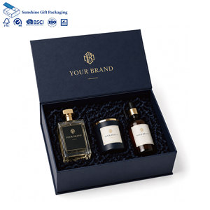Custom Logo Design Blue Magnet Packaging Box Luxury Square Rigid Paper Gift Box <b>Scarf</b> Packaging for Wine Cosmetic Electronic - Product Image 1