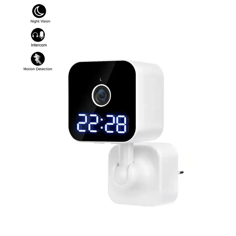 Telecamera CCTV Wireless di sicurezza PTZ V380 Pro APP Mini telecamera di sicurezza di rete H265 Wifi Smart Home Clock Camera