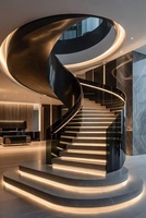 Escalier en spirale incurvé en verre trempé laminé, design personnalisé, pour l'intérieur, en métal et verre, forme ronde, escalier flottant