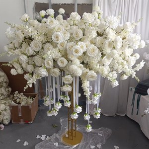 Hot Sale White Hanging Roses Artificial Large <b>Table</b> Flower Centerpieces for <b>Wedding</b> - Product Image 1