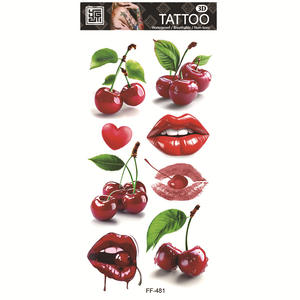 Vente chaude Noeud Papillon 3D Sexy Lèvres Rouges Autocollant De <span class=keywords><strong>Tatouage</strong></span> Temporaire Étanche Série De Fruits Cerise Corps Autocollant De <span class=keywords><strong>Tatouage</strong></span> - Product Image 4