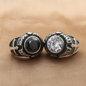 Men's <b>Titanium</b> Steel Cross <b>Ring</b> Silver White Diamond Bezel Setting Gift Jewelry Geometric Style Punk Fashion <b>Ring</b> - Product Image 1