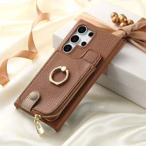 Étui de téléphone portefeuille en cuir PU de luxe avec support d'anneau et poche à fermeture éclair pour Samsung Galaxy S25 S24 S23 S22 <span class=keywords><strong>S21</strong></span> Ultra Plus - Product Image 2