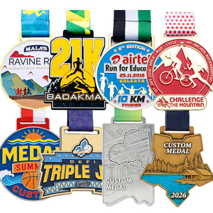 Médailles de marathon personnalisées en émail souple, médailles de récompense sur mesure avec ruban, conception gratuite pour les événements de course à pied - Product Image 2