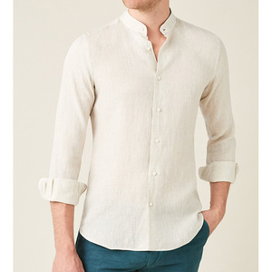 <span class=keywords><strong>Camicie</strong></span> da <span class=keywords><strong>uomo</strong></span> da lavoro in bianco a manica lunga <span class=keywords><strong>senza</strong></span> <span class=keywords><strong>colletto</strong></span> kaki di alta qualità - Product Image 5