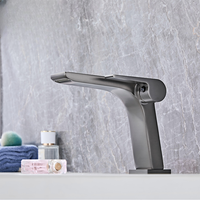 Robinet de lavabo monocommande en laiton, eau chaude et froide, chromé gris anthracite, durable, pour salle de bain moderne, vente en gros