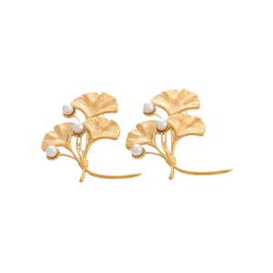Boucles d'oreilles pendantes en forme de feuille de Ginkgo, plaquées or 18 carats, en acier inoxydable, pour un usage quotidien, bijoux pour femmes - Product Image 5