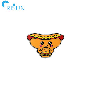 Pin de solapa de esmalte suave y duro del fabricante, con diseños de comida (papas fritas, hot dog, hamburguesa de <span class=keywords><strong>Chicago</strong></span>), estilo Kawaii, con logotipo personalizado - Product Image 4