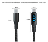 Dual USB Typ-C Kabel mit Digital-LED-Anzeige, PD 3.1 PPS 5A 100W mit E-Mark, Sicheres Schnellladen für Laptop und Mobiltelefon