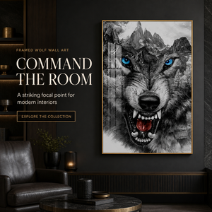 Décoration d'intérieur haut de gamme, art animalier, peinture sur porcelaine cristalline, <span class=keywords><strong>loup</strong></span>, décorations de bureau de luxe, art mural encadré, Etenwolf, <span class=keywords><strong>loup</strong></span> <span class=keywords><strong>blanc</strong></span> de 12 pouces - Product Image 1