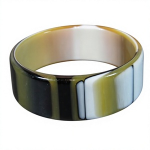 Round <b>Resin</b> Bracelet Multicolor Striped Art Craft Jewelry Collectible - Product Image 1