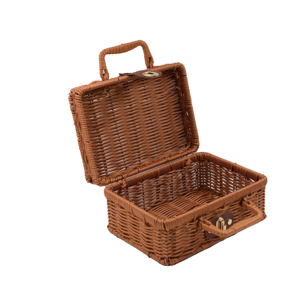 High popularity large covered decorative storage cherry outdoor picnic plastic rattan wicker basket