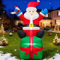 Père Noël gonflable de 6 pieds avec boîte cadeau et lumière LED, décoration de Noël gonflable pour la cour, le jardin, la maison, les fêtes de fin d'année