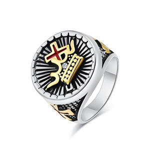 Bijoux pour hommes Bague croix du pape en acier inoxydable Exorcisme Grande taille 22MM Cadeaux religieux vintage - Product Image 4