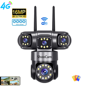 Caméra <span class=keywords><strong>de</strong></span> sécurité extérieure 4G 16MP à <span class=keywords><strong>4</strong></span> objectifs et <span class=keywords><strong>4</strong></span> écrans, suivi automatique, panoramique 360°, liaison alarme Wi-Fi, sans fil, carte SIM 4G - Product Image 1