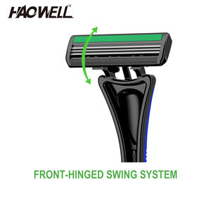 HAOWELL P07302 Maquinilla de afeitar desechable de acero inoxidable, <span class=keywords><strong>afeitadora</strong></span> de triple hoja con tira de lubricante, gran oferta <span class=keywords><strong>AMAZON</strong></span> para hombre y mujer - Product Image 5