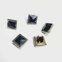 Kancing Logam Tersembunyi Berbentuk Persegi Berkilau 9MM 10MM 12MM 14MM Warna Emas Perak Lima Cakar 4 Bagian Berhias Berlian untuk Pakaian