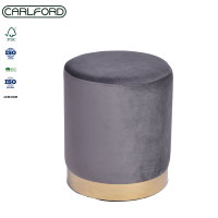 CARLFORD tabourets pouf contemporains en velours doré à base métallique Pouf durable repose-pieds en tissu assis chaise de loisirs chambre maison hôtel