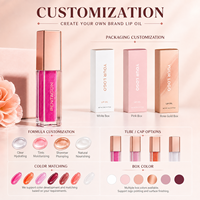 Huile à lèvres repulpante RTS 6ml, effet brillant aquatique, paillettes fines, tube pentagonal, 9 styles, faible MOQ 3 pièces, vente en gros, logo personnalisé