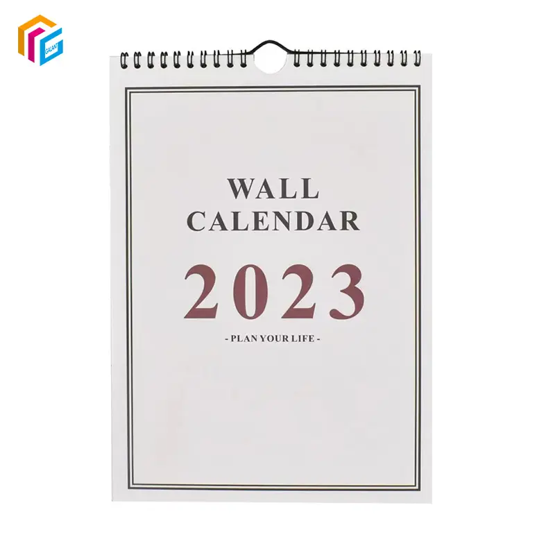 2023 Pesanan Khusus Bulanan Produsen Spiral Perencana Kalender Kertas Offset Pencetakan Warna Kalender Dinding