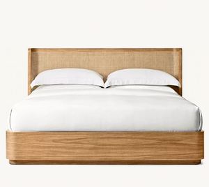 Cama King Size de Estilo Americano Minimalista con Tejido de Ratán, para Villa, Club, Casa de Huéspedes, Hotel, Muebles de Dormitorio Personalizables - Product Image 2