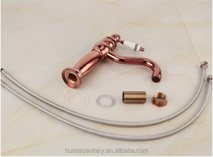 Torneira de agua de baño de lavado moderno para grifo alto, grifo mezclador de lavabo de oro rosa dorado - Product Image 2