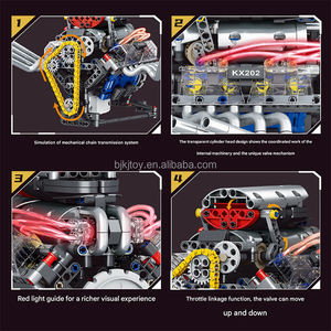 V8 엔진 빌딩 세트 665pcs 플라스틱 기계 빌딩 블록 장난감 파워 모터 모델 키트 - Product Image 6